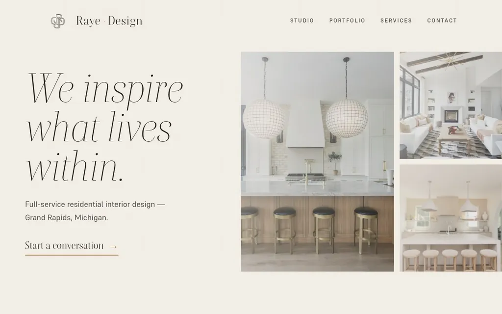 Raye Design demo site homepage
